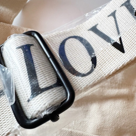 LIKE DREAMS Off White Canvas Tote Bag Adjustable Crossbody Strap 2 Top Handles - Picture 5 of 9